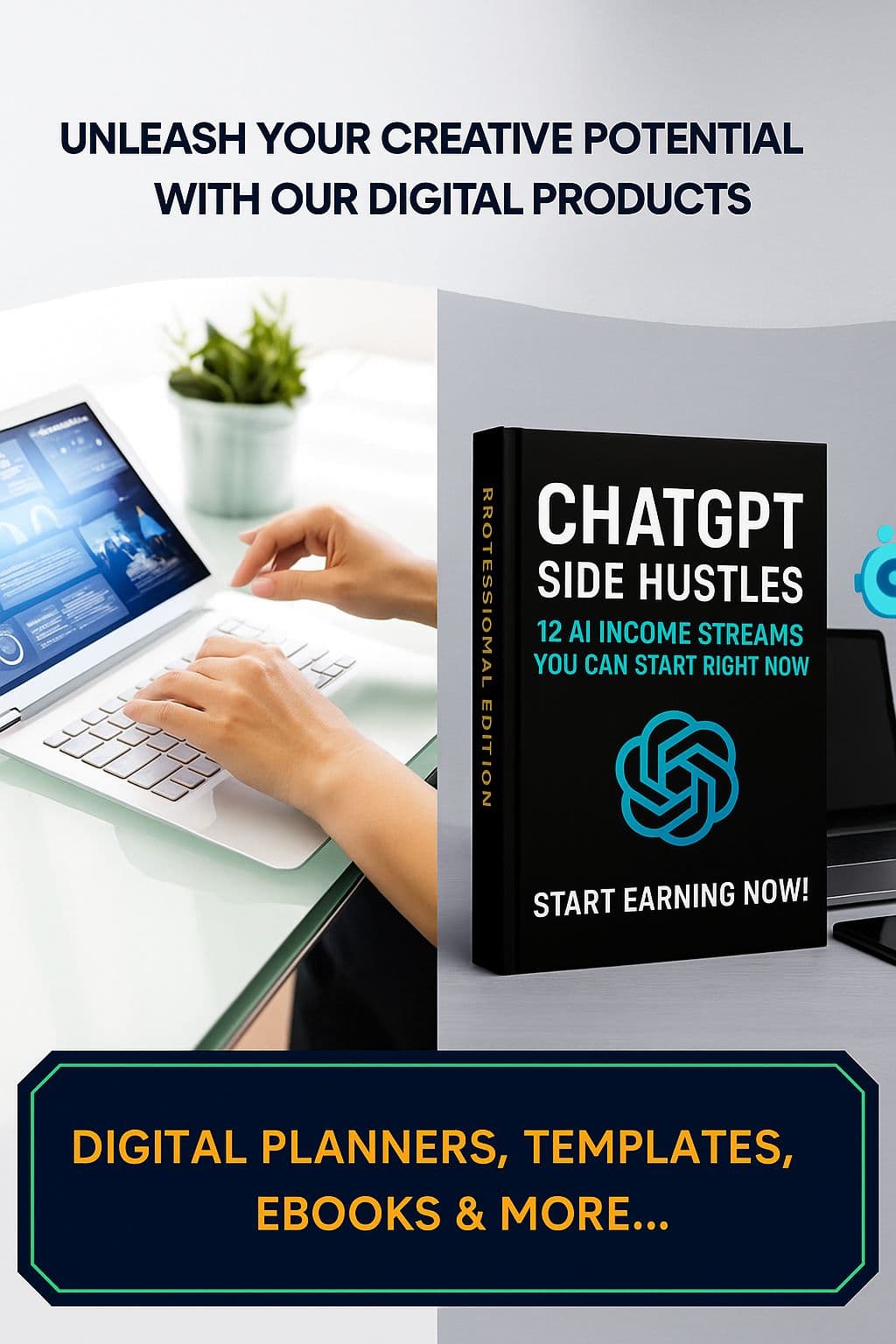ChatGPT Side Hustles eBook: 12 AI Income Streams - Beginner's PDF Guide (Digital Download).